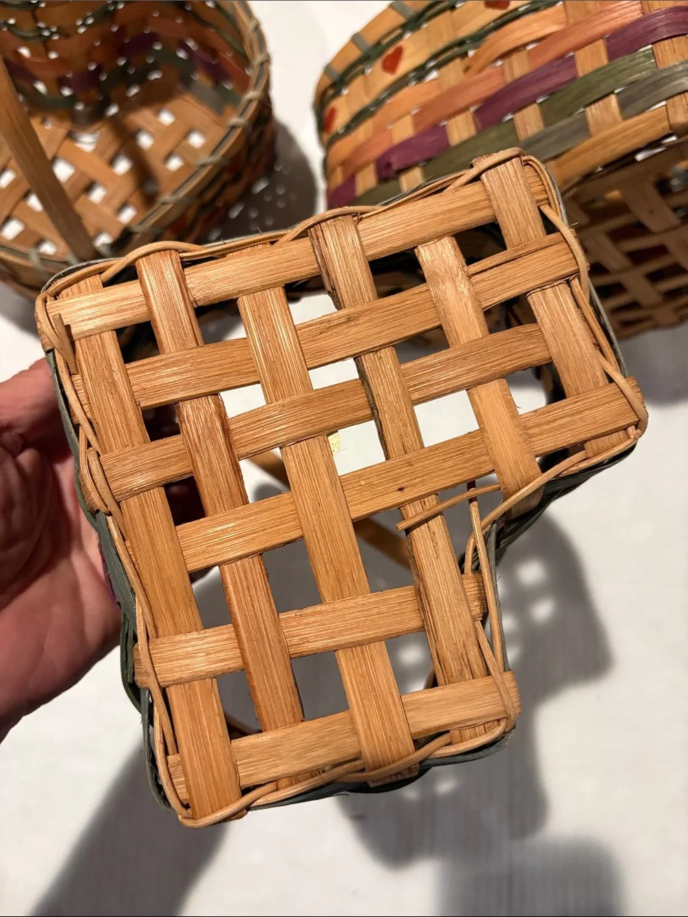 Heart-Shaped Woven Basket Set in Brown - 3 Piece